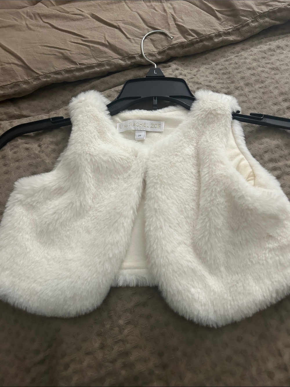 Rachel Zoe Ivory Faux Fur Vest - Girls